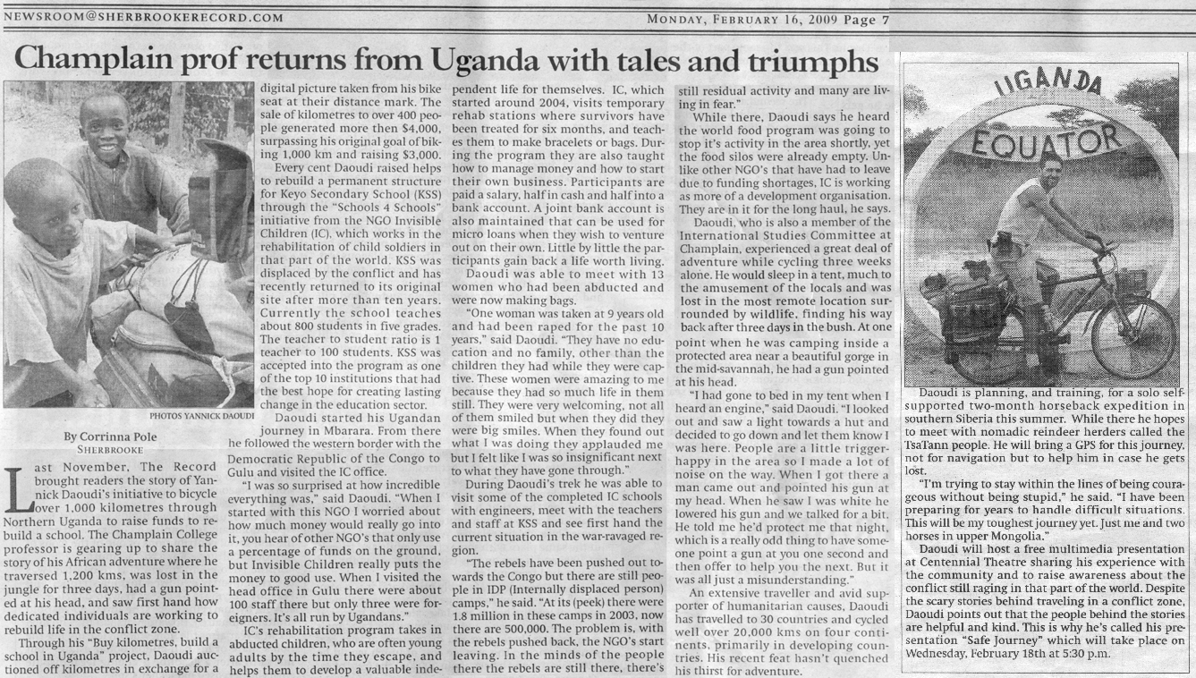 Newspaper Article Uganda Project